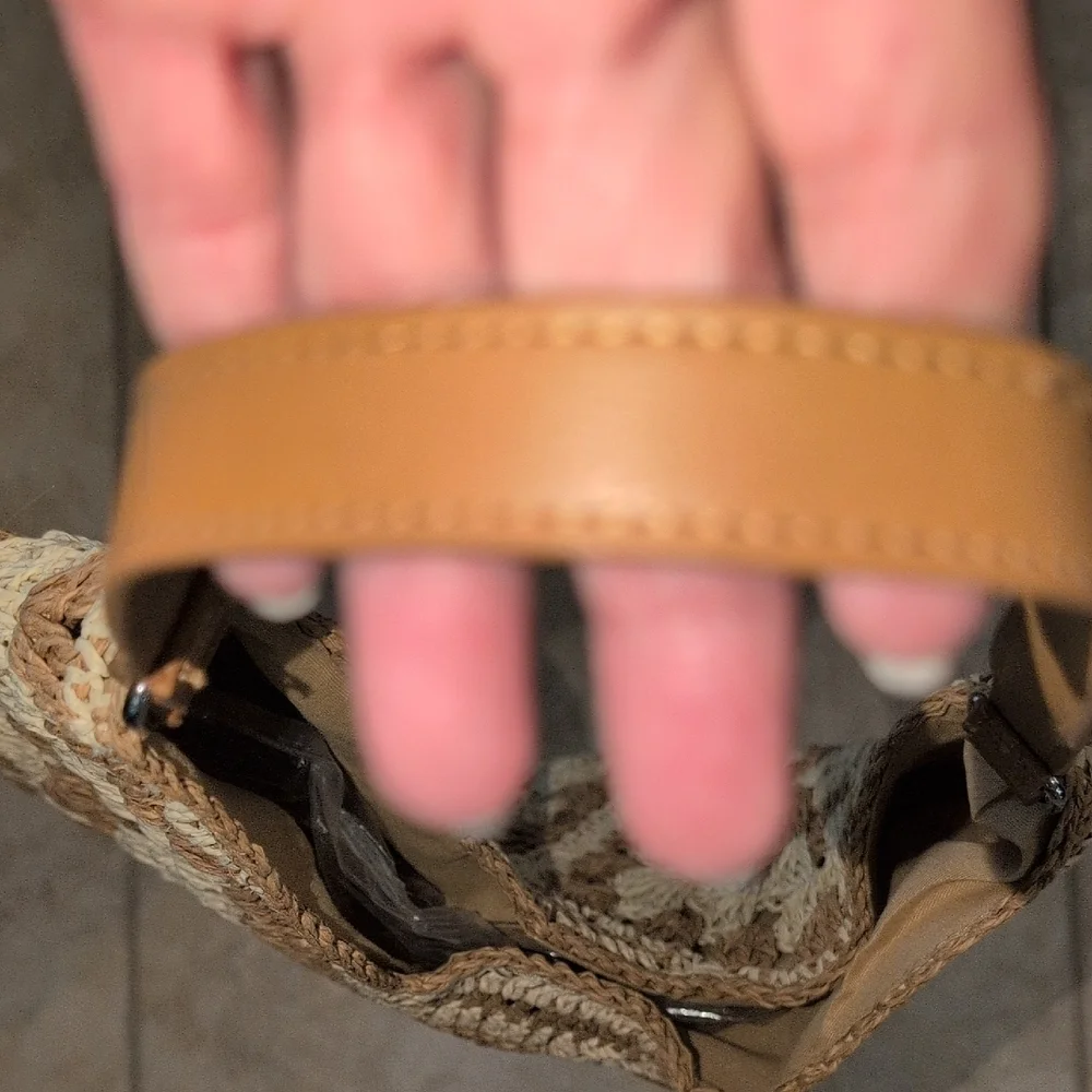 Tan and Cream Woven Hobo Bag
